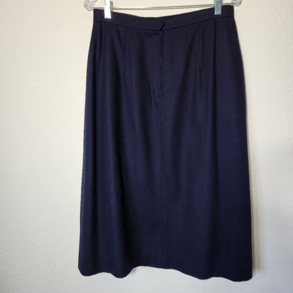 Vintage Evan-Picone ILGWU Navy Blue Wool Blend Pleated Skirt Made in USA Size 16 - Picture 2 of 8